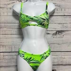 NWT Tinibikini Tropical Leaf Print Bikini Set